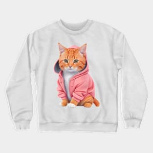 Orange cat Ginger cat wearing pink hoodie Crewneck Sweatshirt
